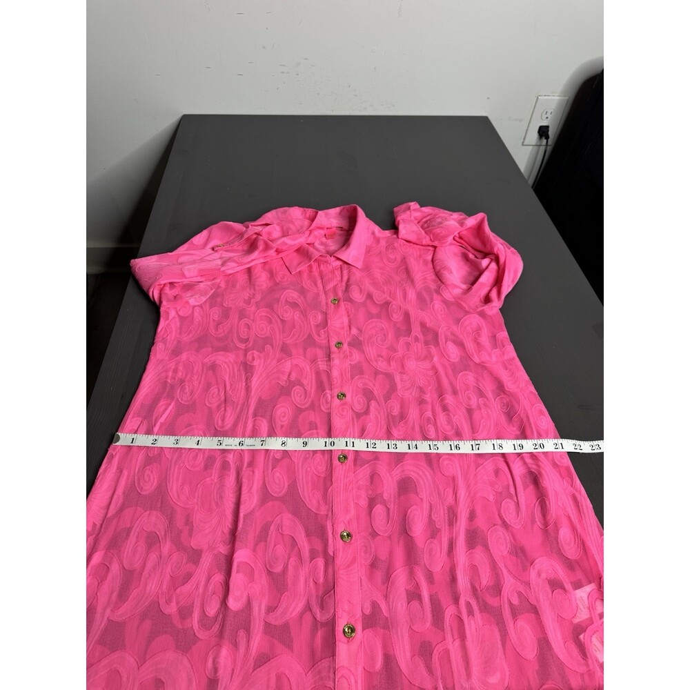Lilly Pulitzer Natalie Shirtdress Beach Swim Cover Up Neon Pink NWT - Picture 7 of 8